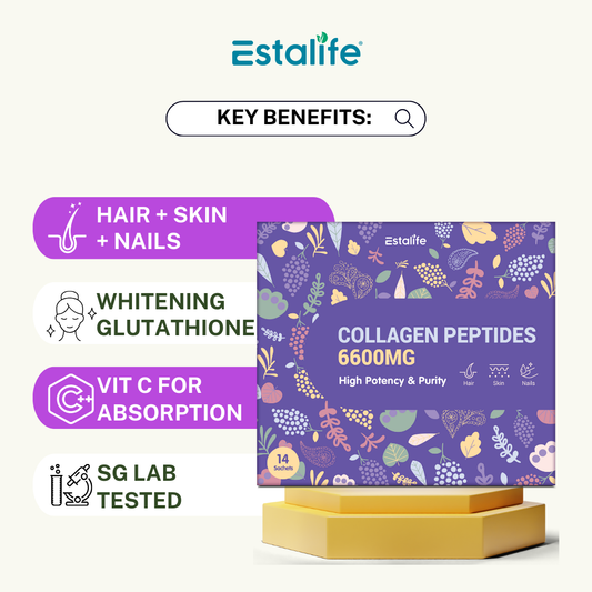 [NEW] Estalife Collagen Peptides 6600MG | Vitamin C + Whitening Glutathione + Grape Juice |